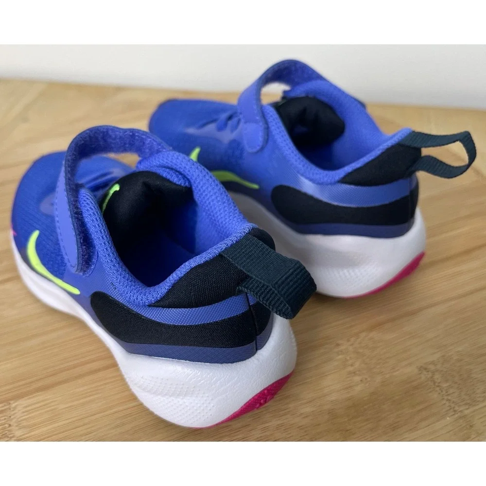 00459 - Kids Nike Revolution Ultramarine/Lime Sneakers‎ Toddler Size 9C